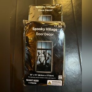 Spooky Village Door Decor 2 Pieces. Giant Size 35” x 70”. Hands. NWT.